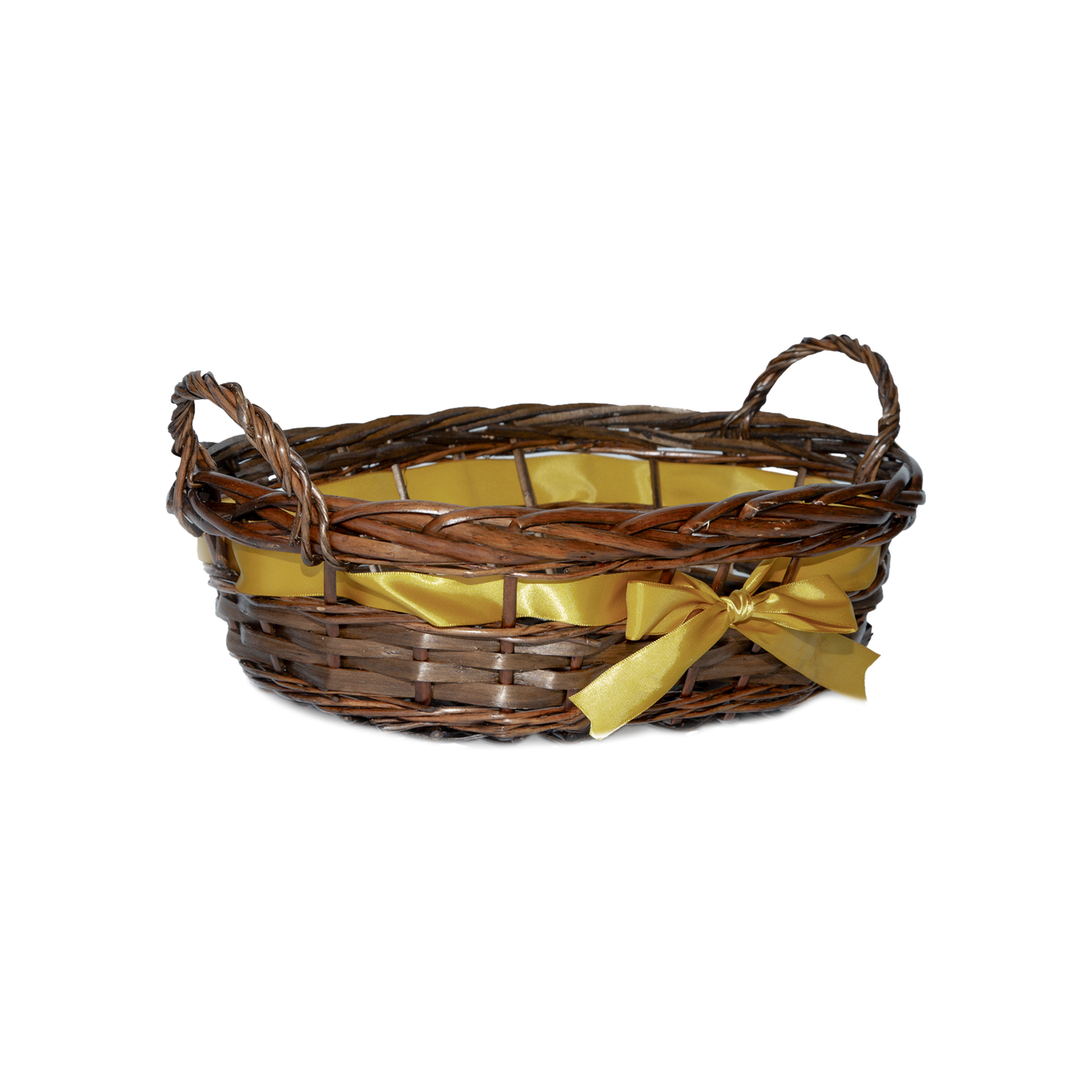 Brown Oval Wicker Basket with Ribbon Decoration