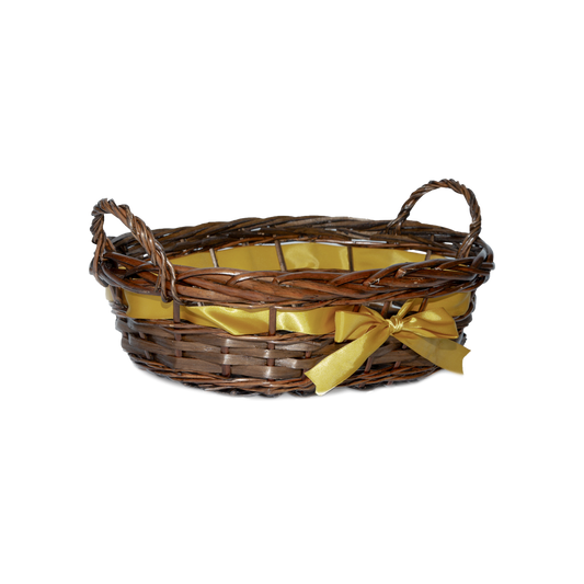 Brown Oval Wicker Basket with Ribbon Decoration