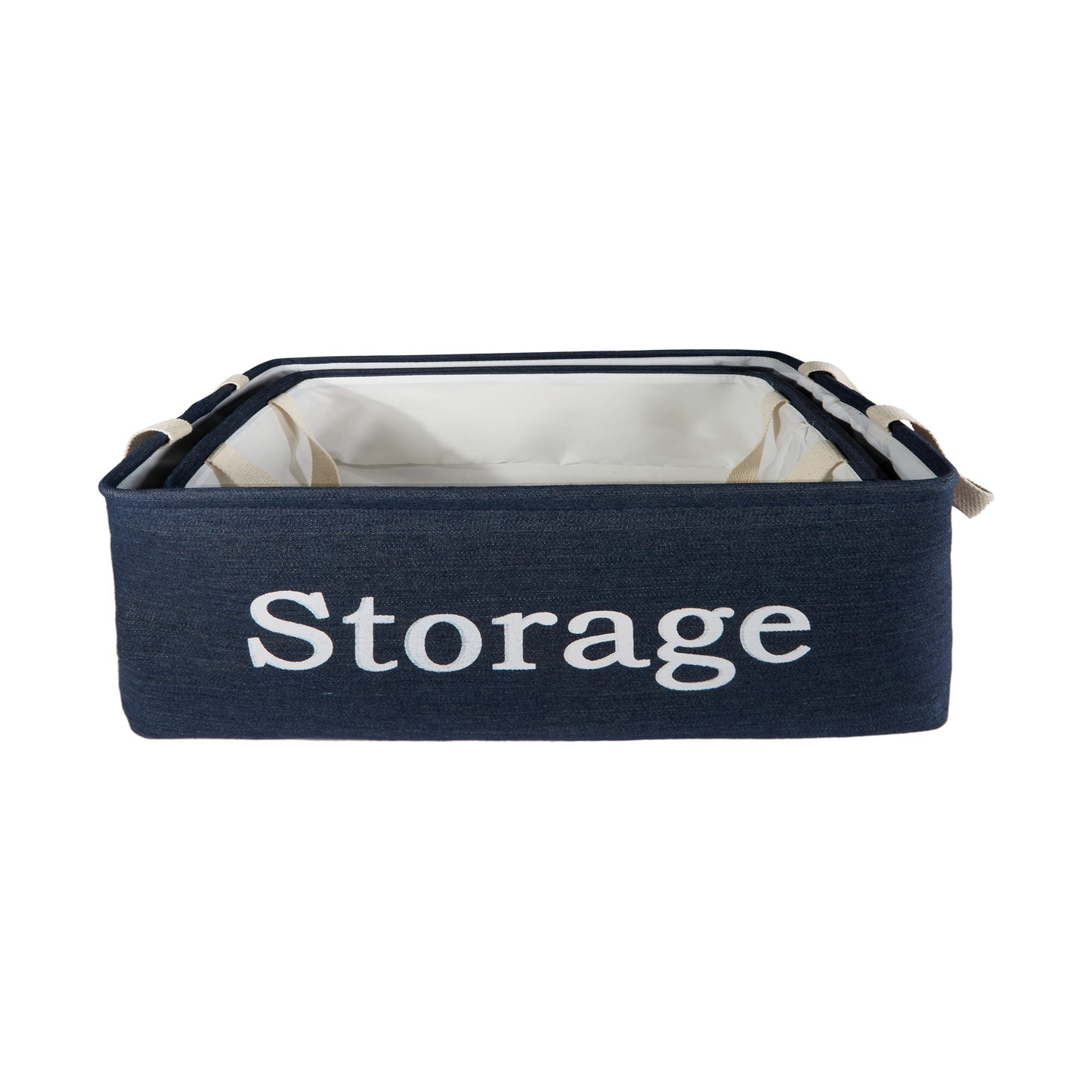Canvas Storage Basket with Lining Set 2