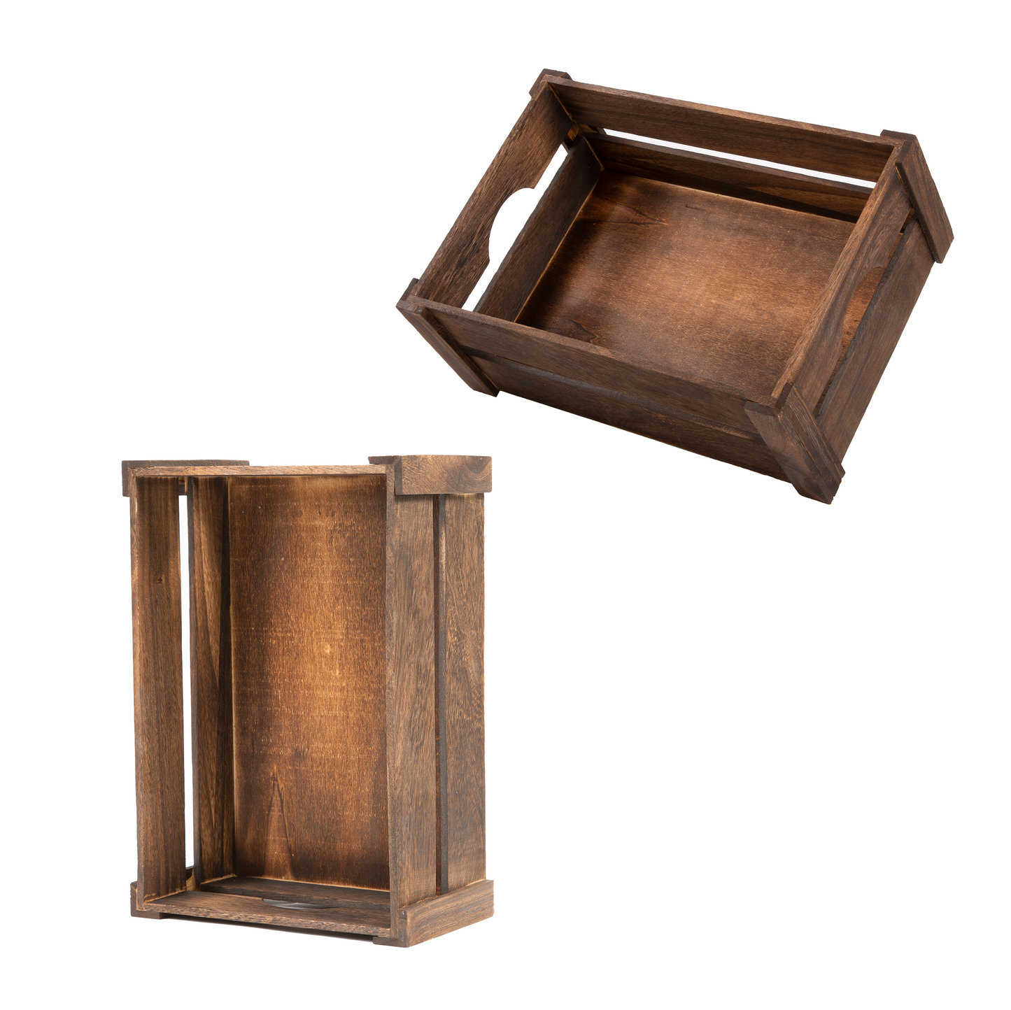 Dark Wooden Crate with Handle - 3 Sizes