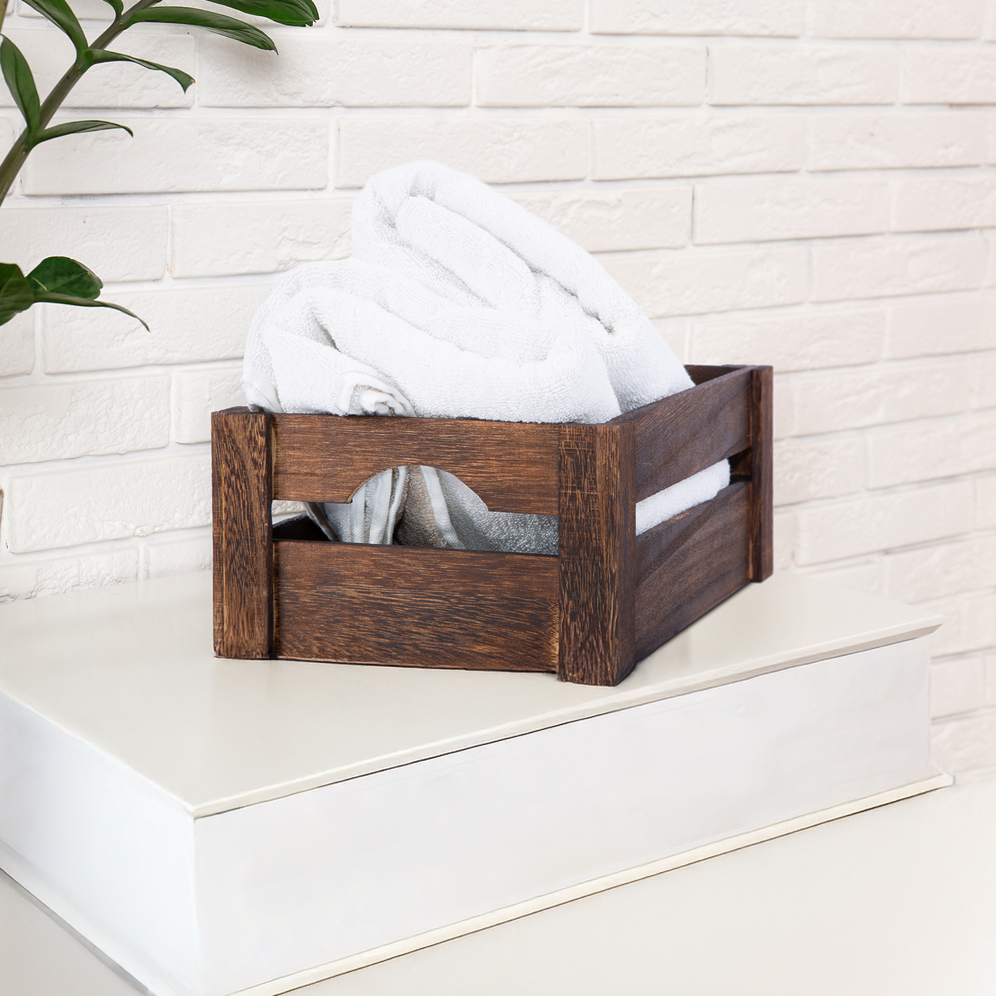 Dark Wooden Crate with Handle - 3 Sizes