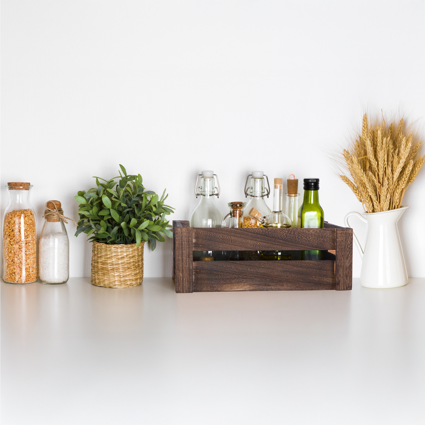 Dark Wooden Crate with Handle - 3 Sizes