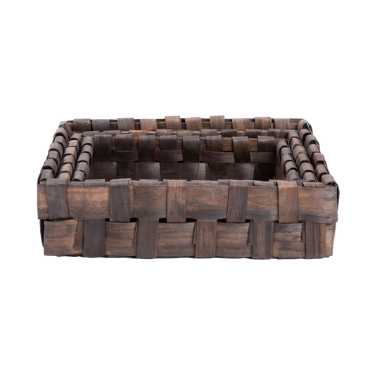 Dark Wooden Woven Tray