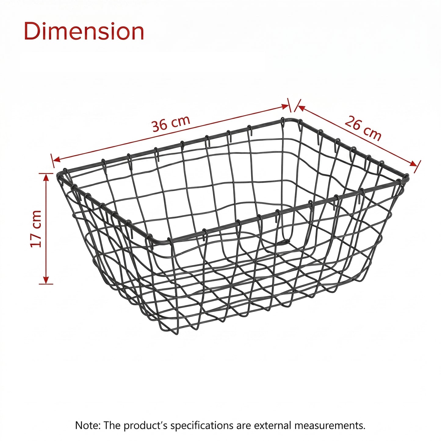 Rectangular Seagrass Edge Metal Wire Basket
