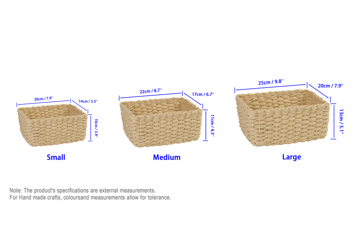 Paper Rope Storage Cream Paper Rope Storage Basket Set 3 – Wickerfield