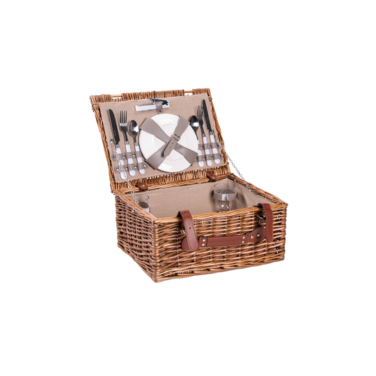 Double Steamed Picnic Wicker Hamper Basket - 2 Person / 4 Person