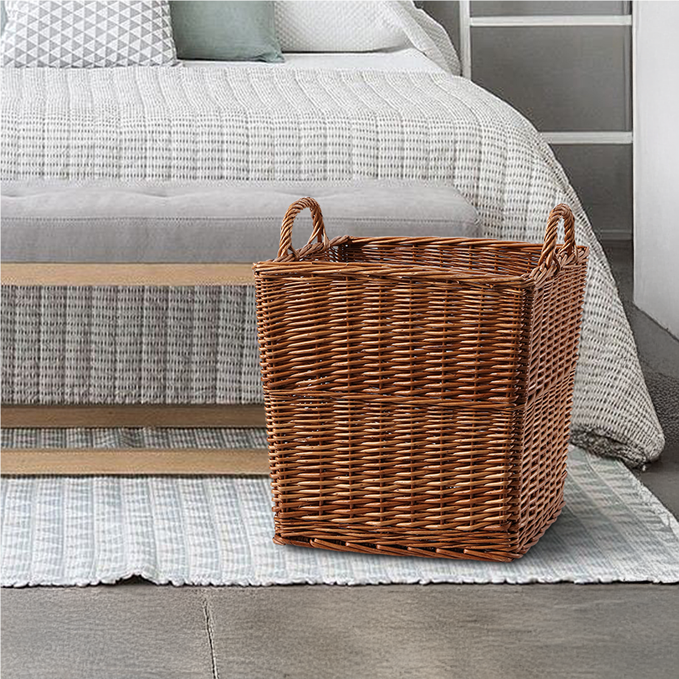 Double Steamed Square Wicker Log Basket