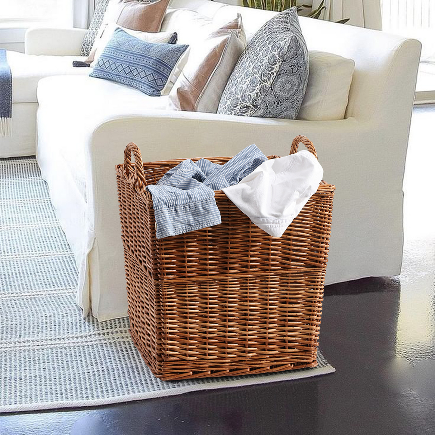 Double Steamed Square Wicker Log Basket