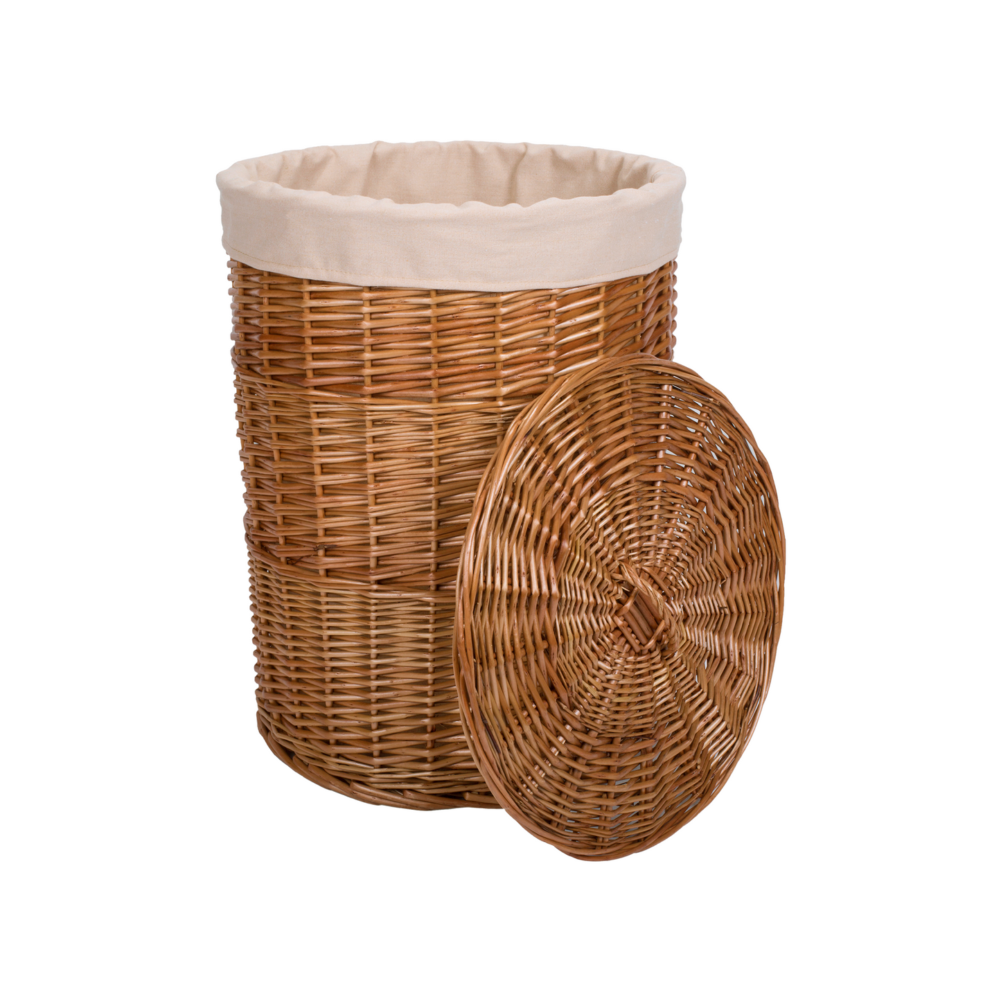 Double Steamed Round Wicker Laundry Basket with Lining - 2 Sizes