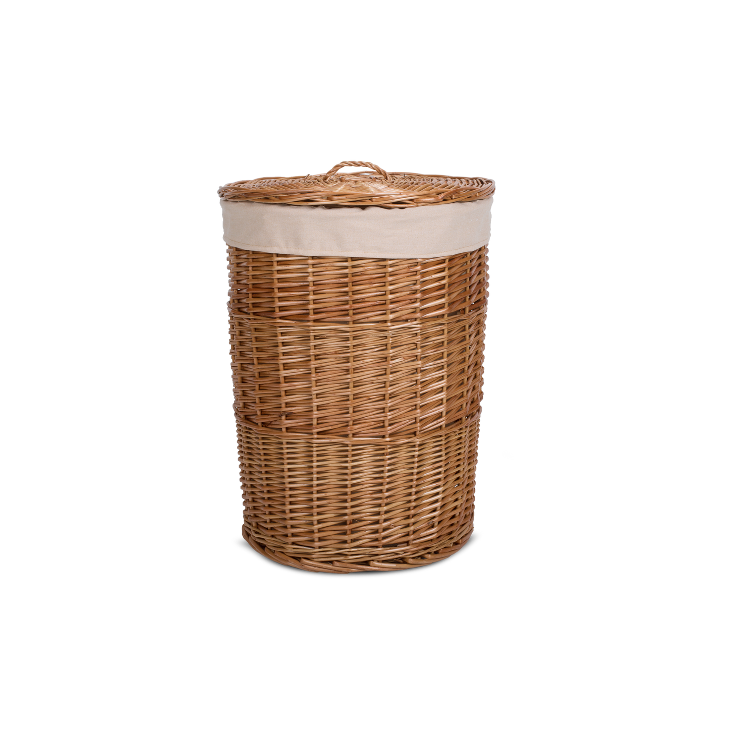 Double Steamed Round Wicker Laundry Basket with Lining - 2 Sizes
