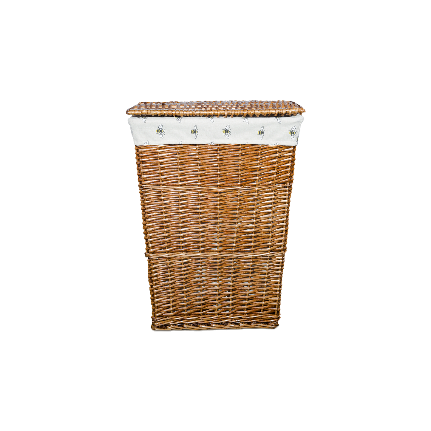 Double Steamed Wicker Laundry Basket with Bee Patterned Lining