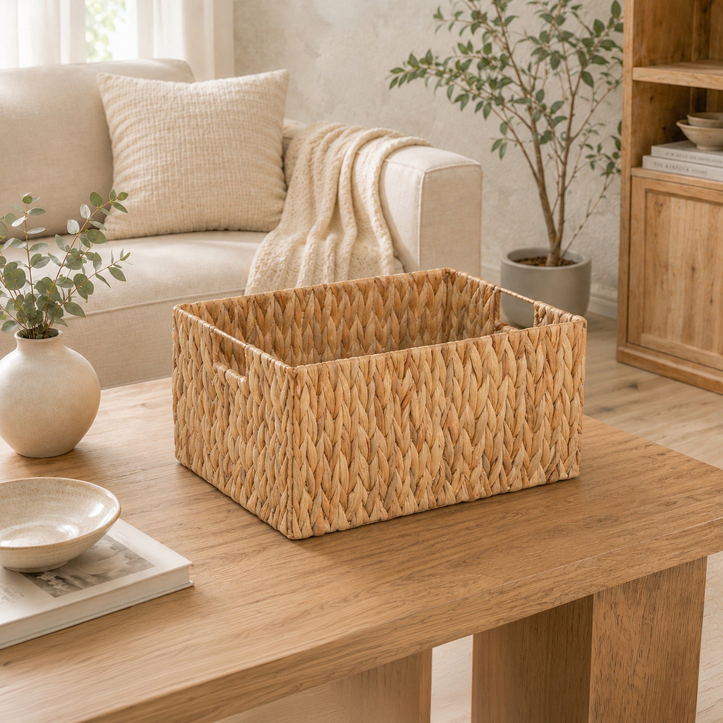 Water Hyacinth Rectangular Storage Basket - 3 Sizes