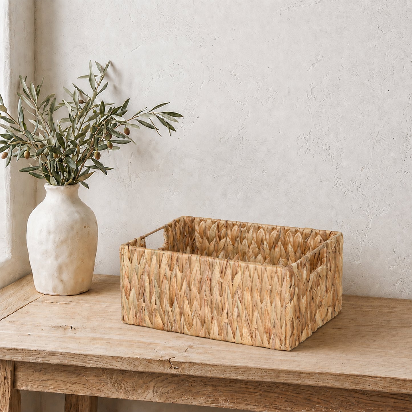 Water Hyacinth Rectangular Storage Basket - 3 Sizes