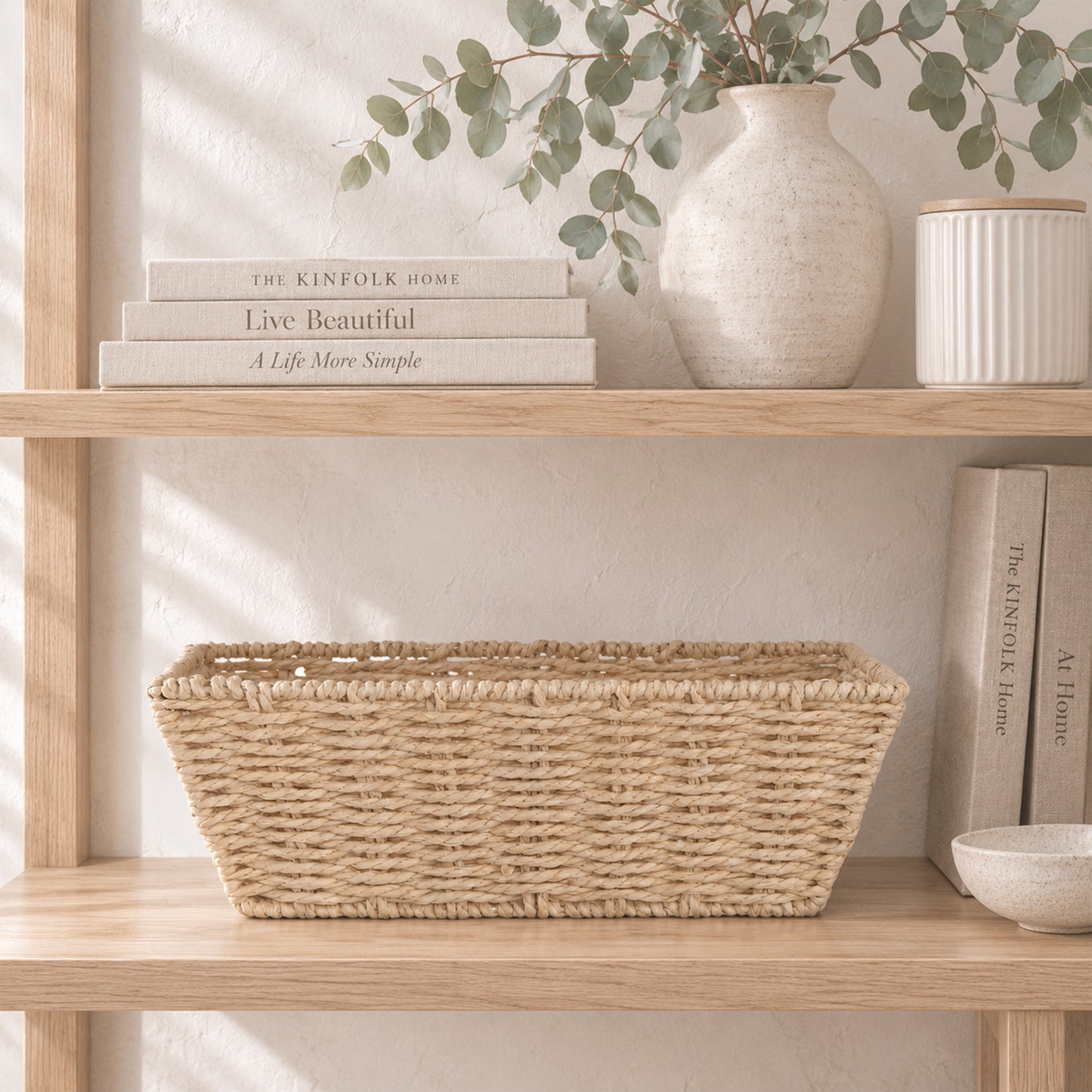 Paper Rope Storage Hamper Basket - Grey / Beige / White