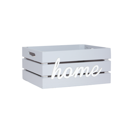 Grey Home Storage Wooden Crate - 2 Sizes