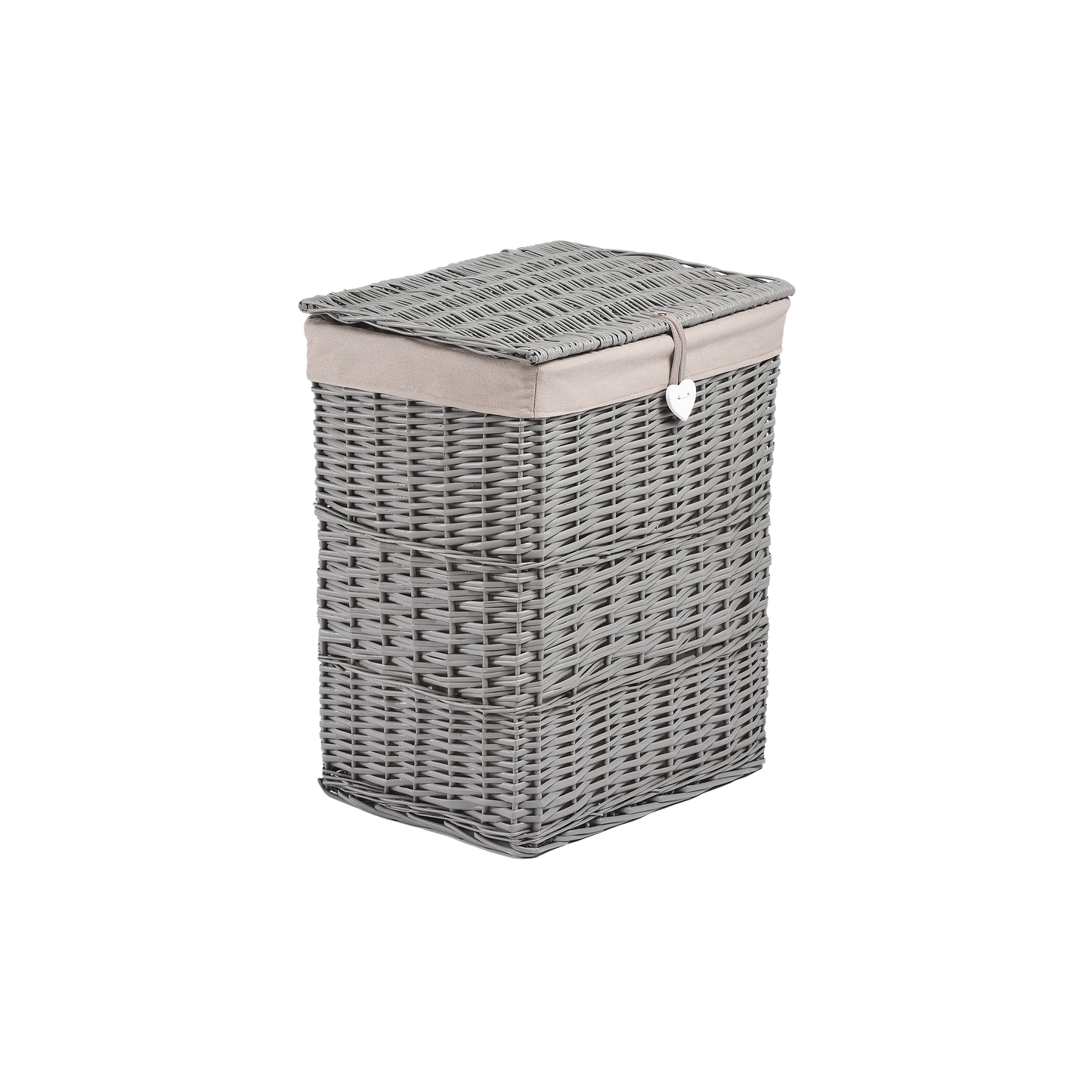 Grey Rectangular Wicker Laundry Basket with Lining - 2 Sizes