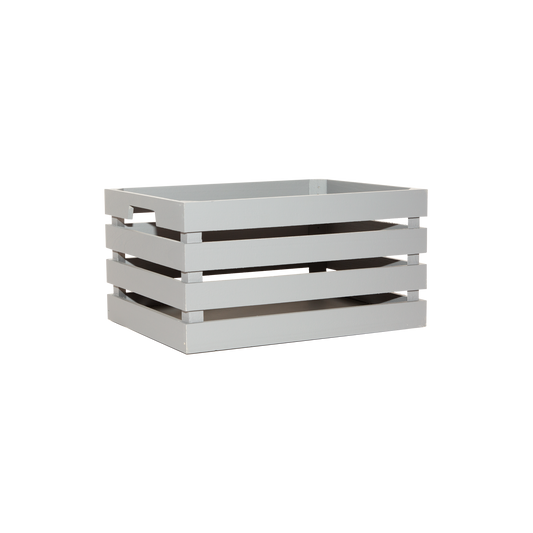Grey Slatted Wooden Storage Crate - 3 Sizes
