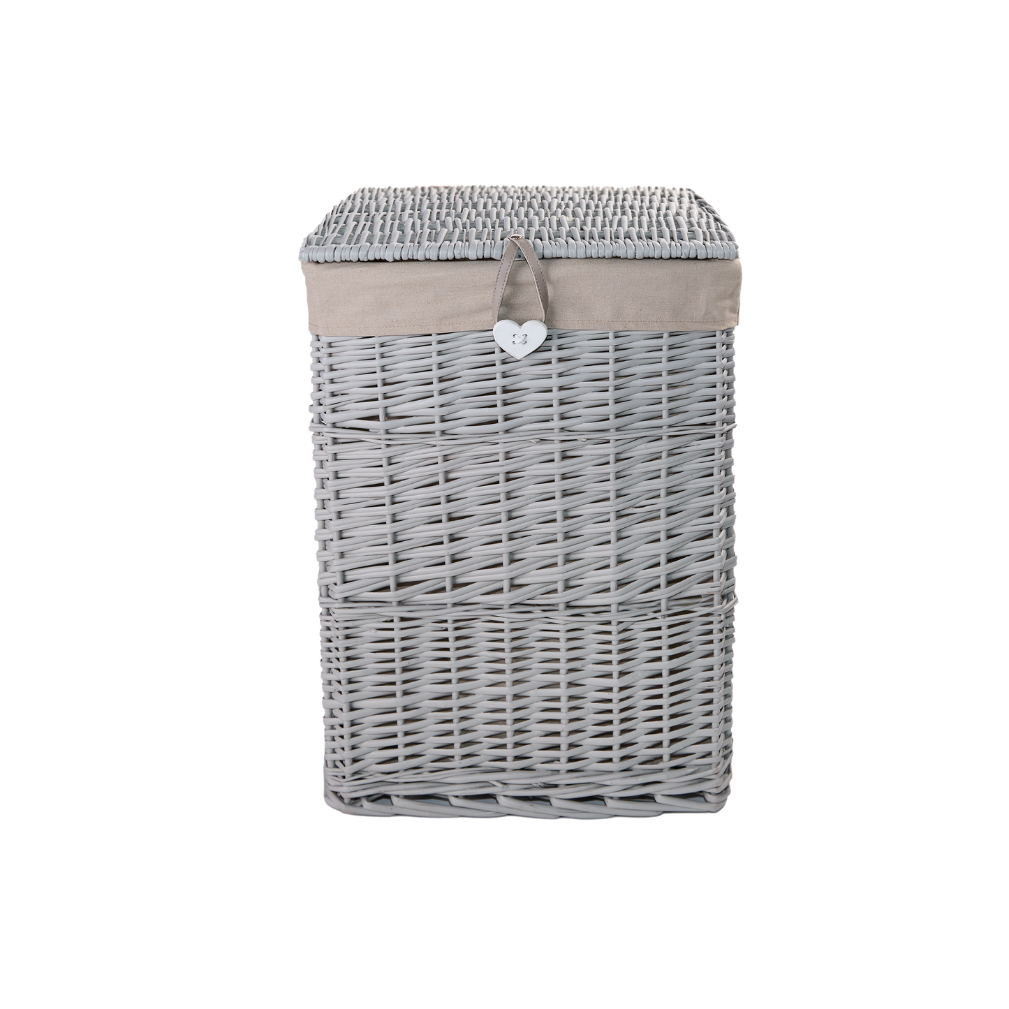 Grey Square Wicker Laundry Basket with Lining - 2 Sizes