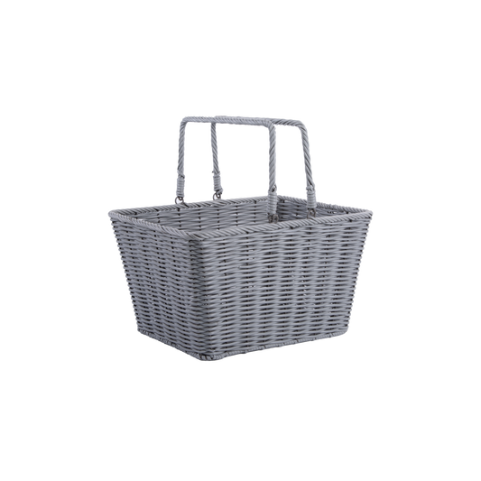 Grey Swing Handled Wicker-Style Shopping Basket