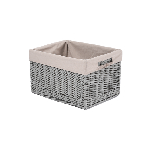 Grey Wicker Storage Basket with Lining - 3 Sizes