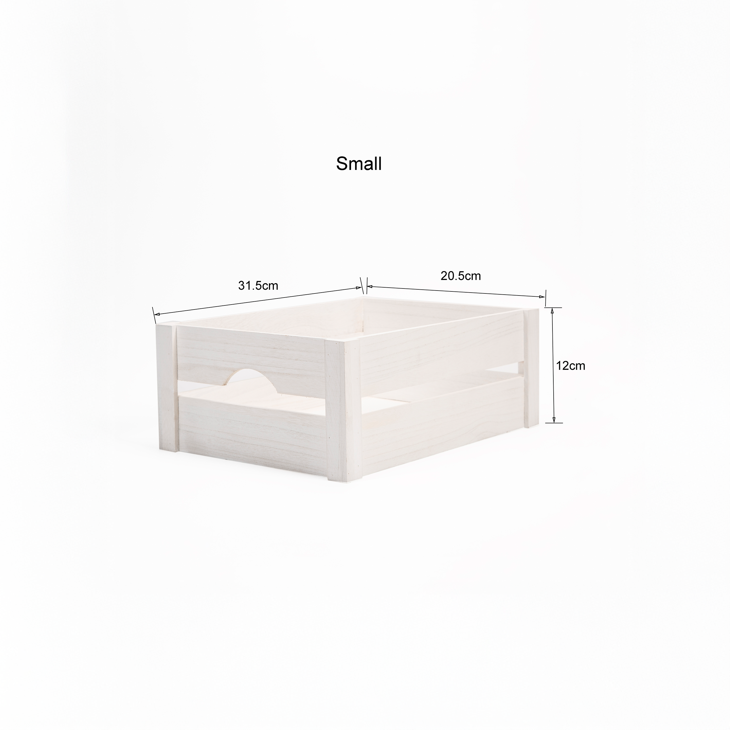 White Wooden Crate with Handle - 3 Sizes