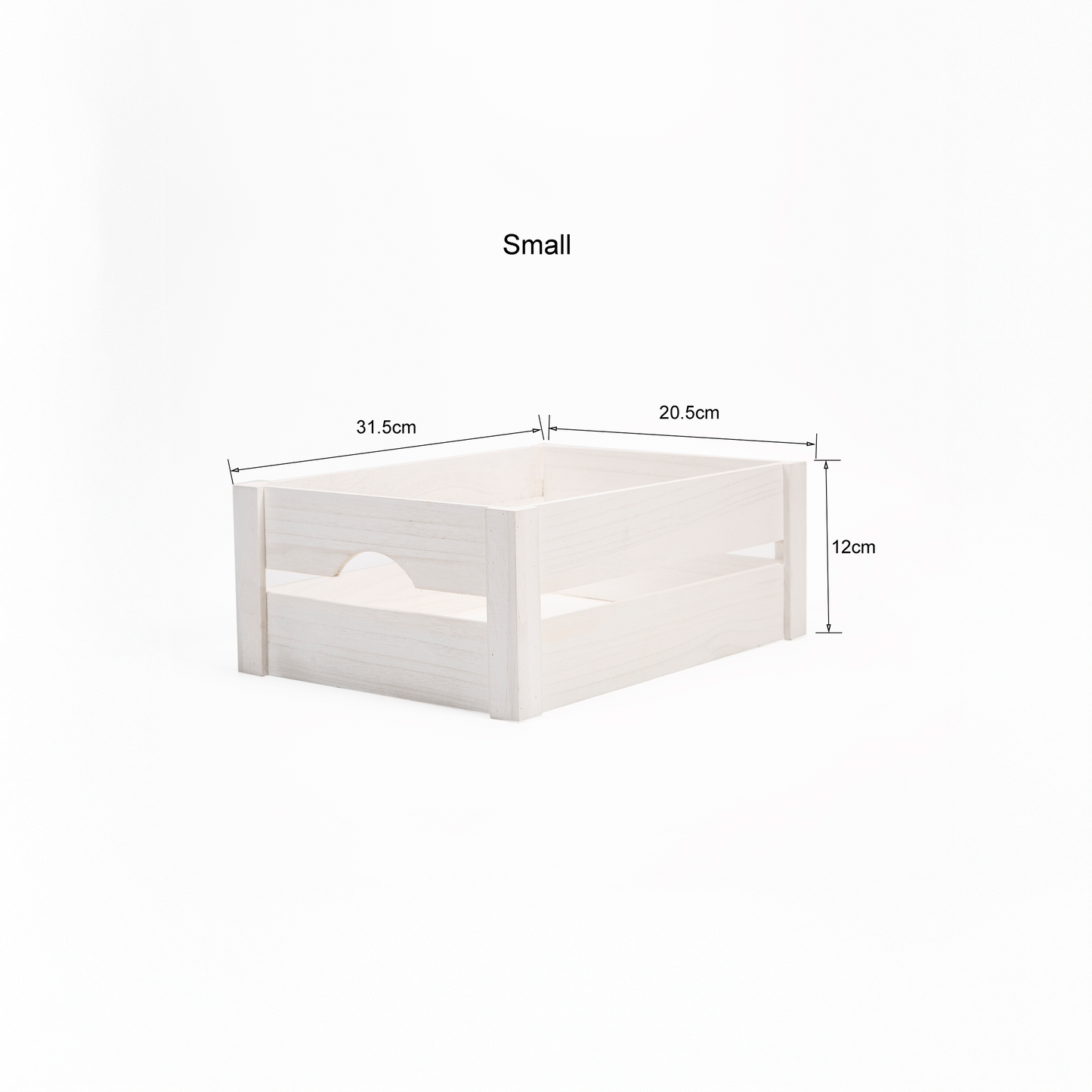 White Wooden Crate with Handle - 3 Sizes