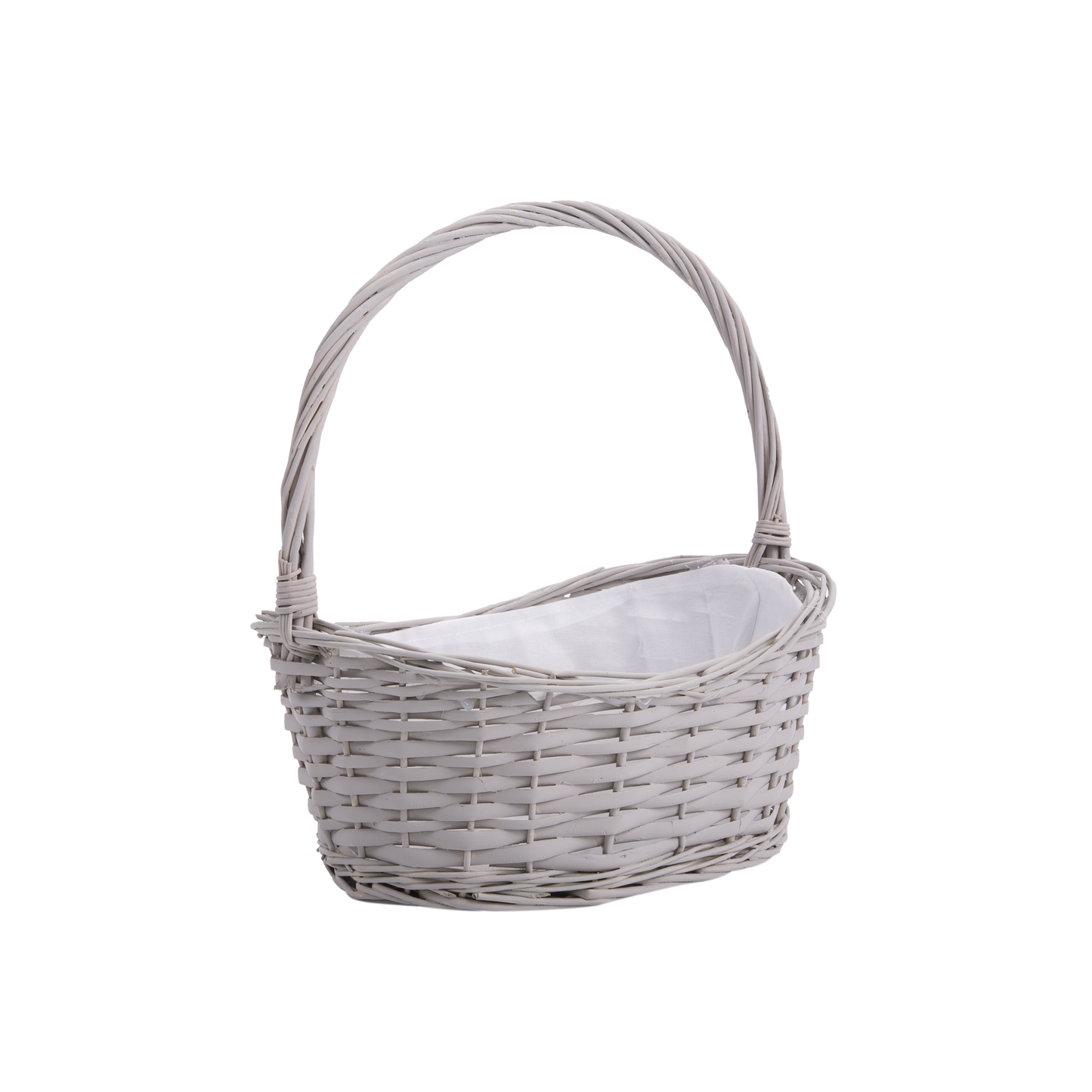 Grey Wicker Flower Girl Shopper Basket