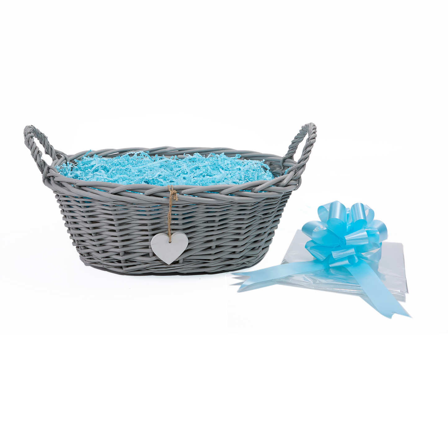 Grey Oval Wicker Basket Gift Hamper Kit