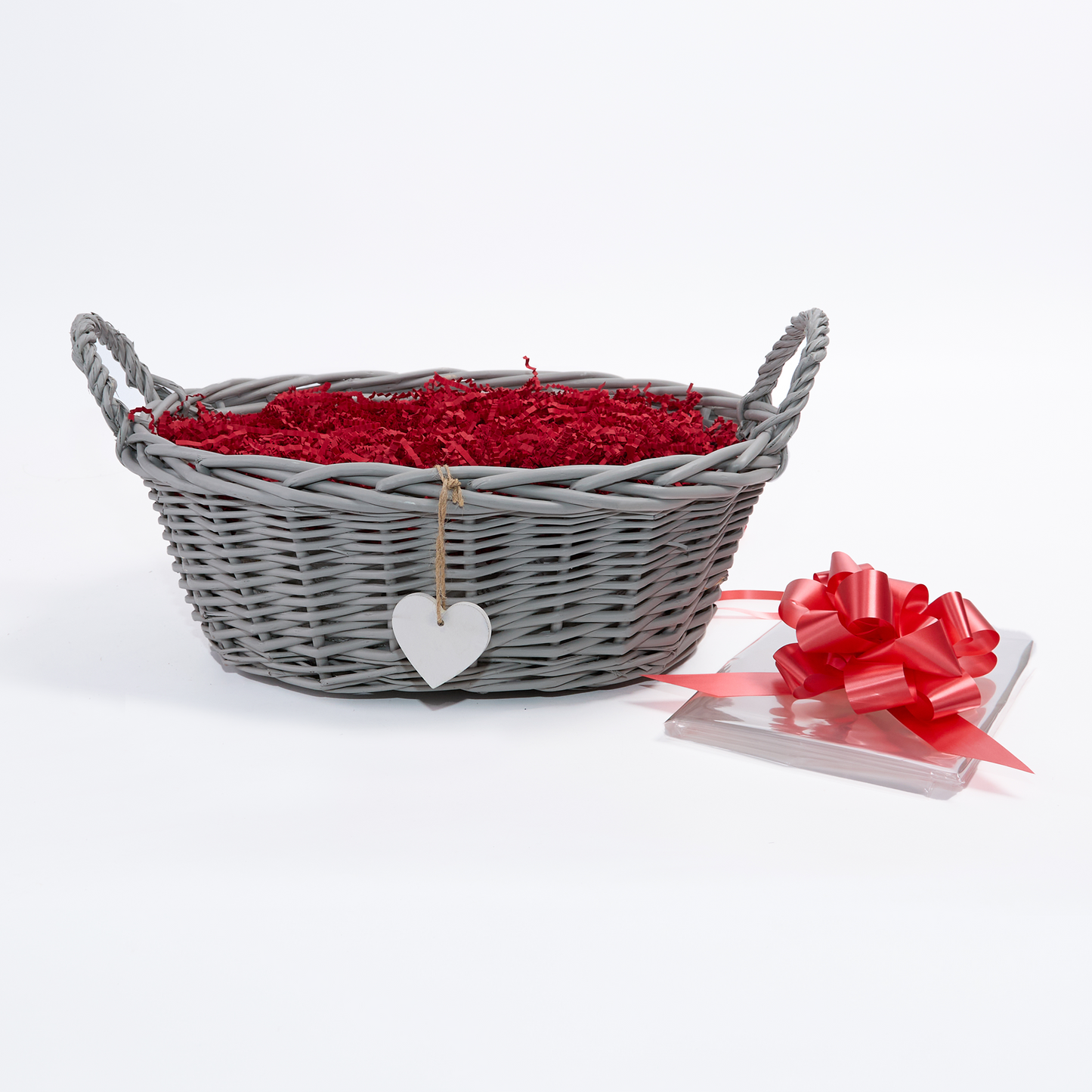 Grey Oval Wicker Basket Gift Hamper Kit