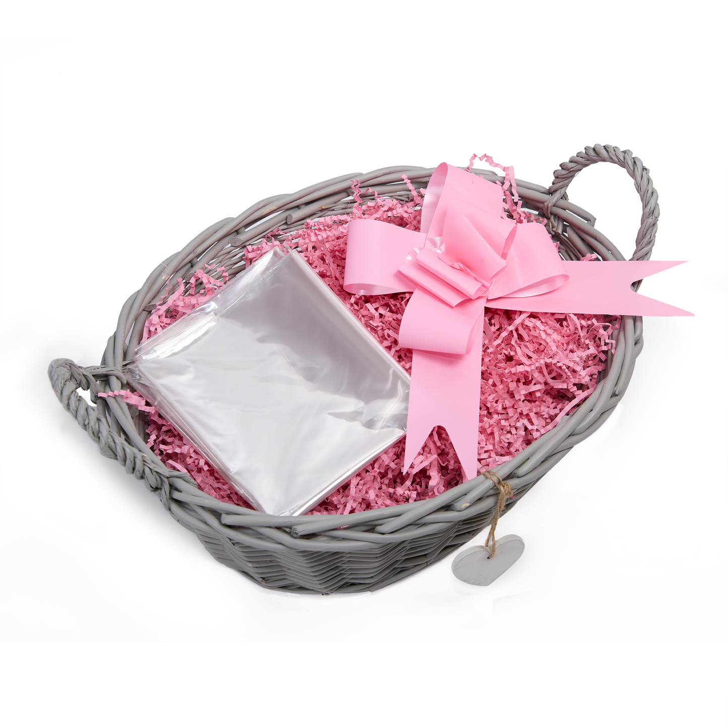 Grey Oval Wicker Basket Gift Hamper Kit