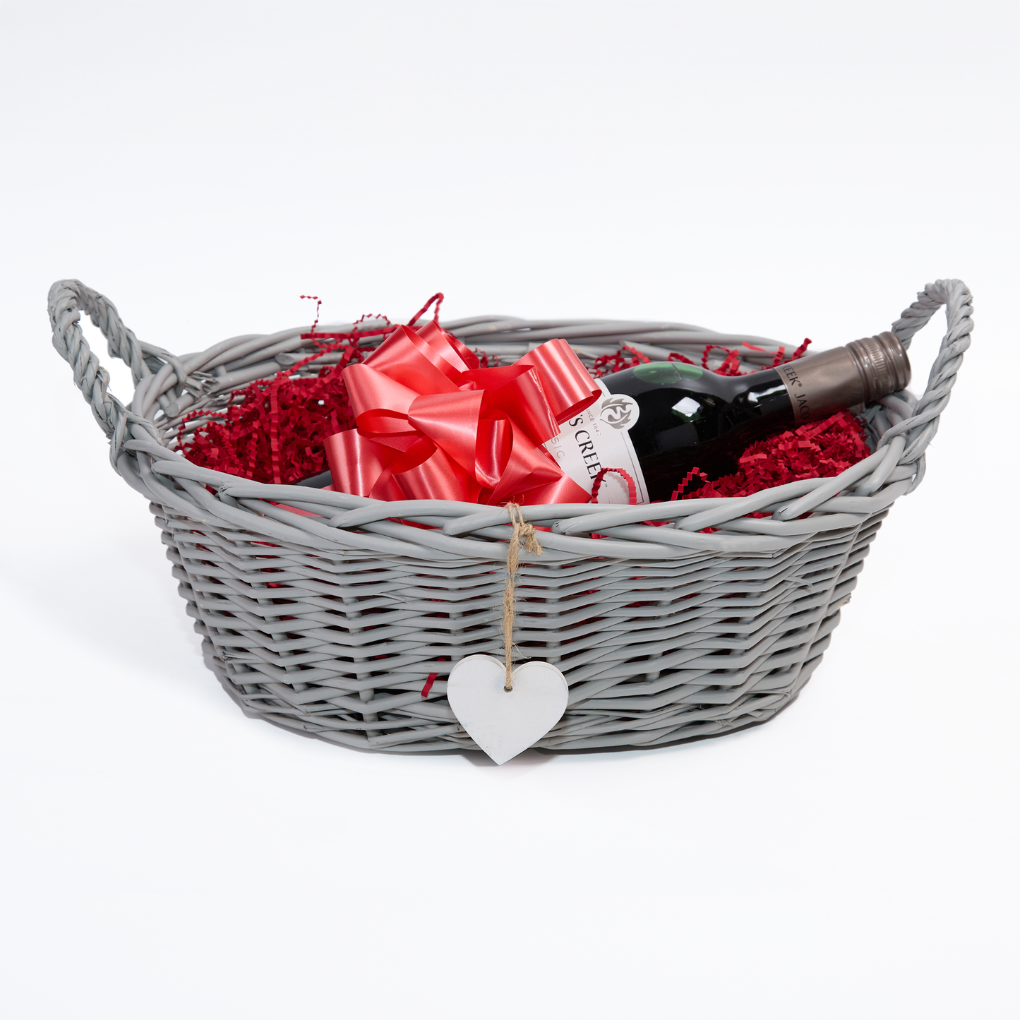 Grey Oval Wicker Basket Gift Hamper Kit