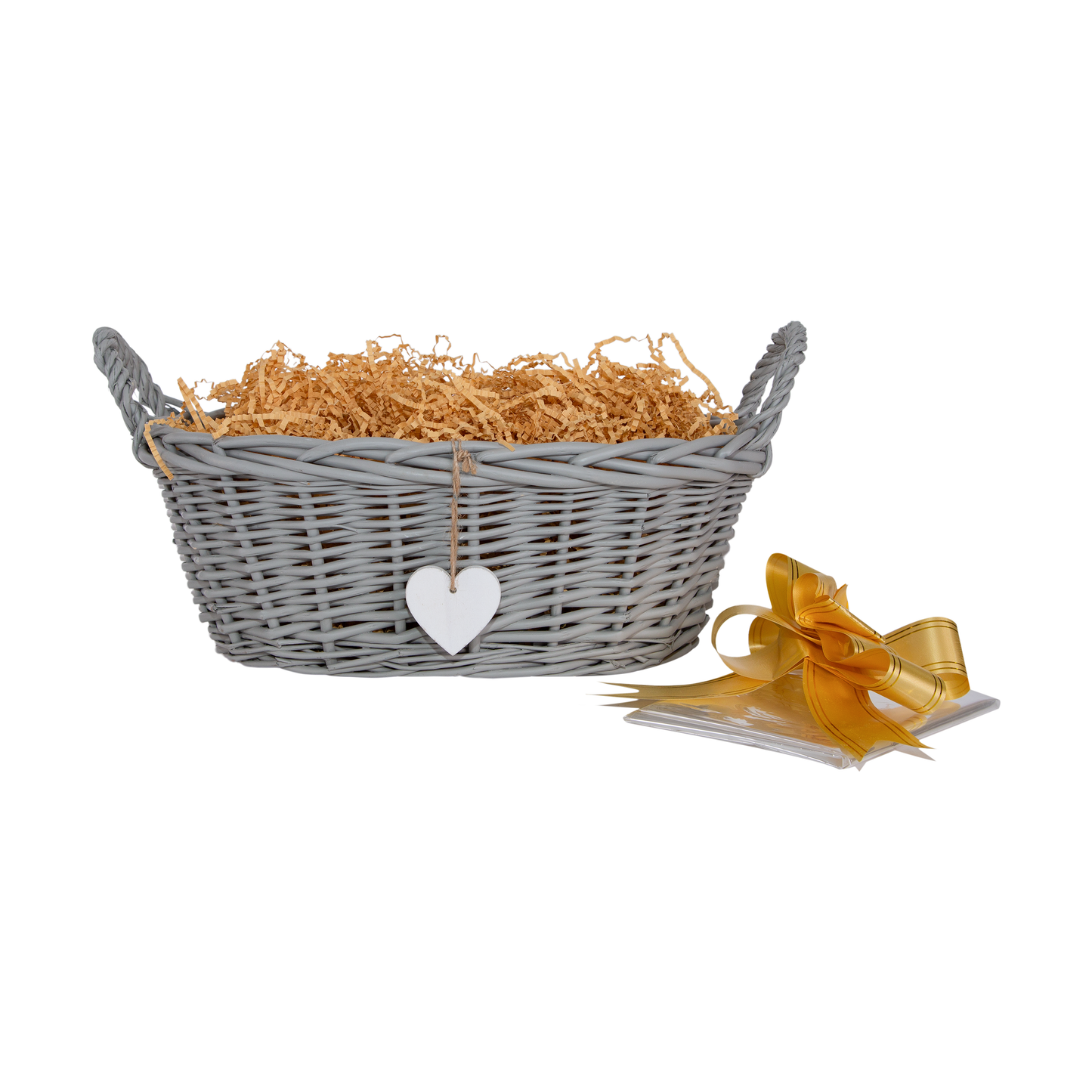 Grey Oval Wicker Basket Gift Hamper Kit