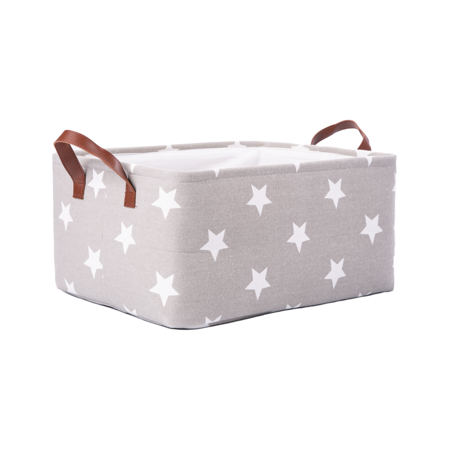 Grey Rectangular Star Pattern Storage Basket