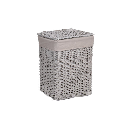 Grey Rectangular Wicker Laundry Basket with Lining - 2 Sizes