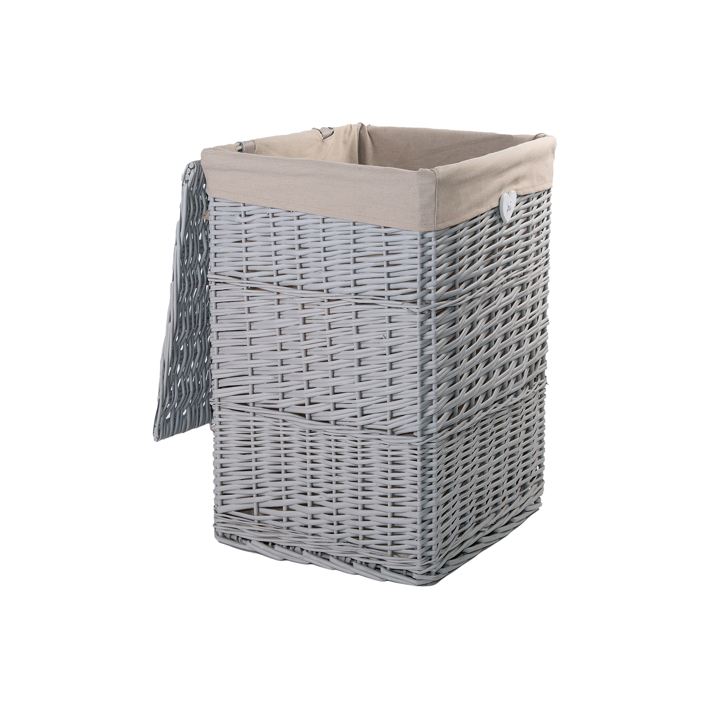 Grey Square Wicker Laundry Basket with Lining - 2 Sizes