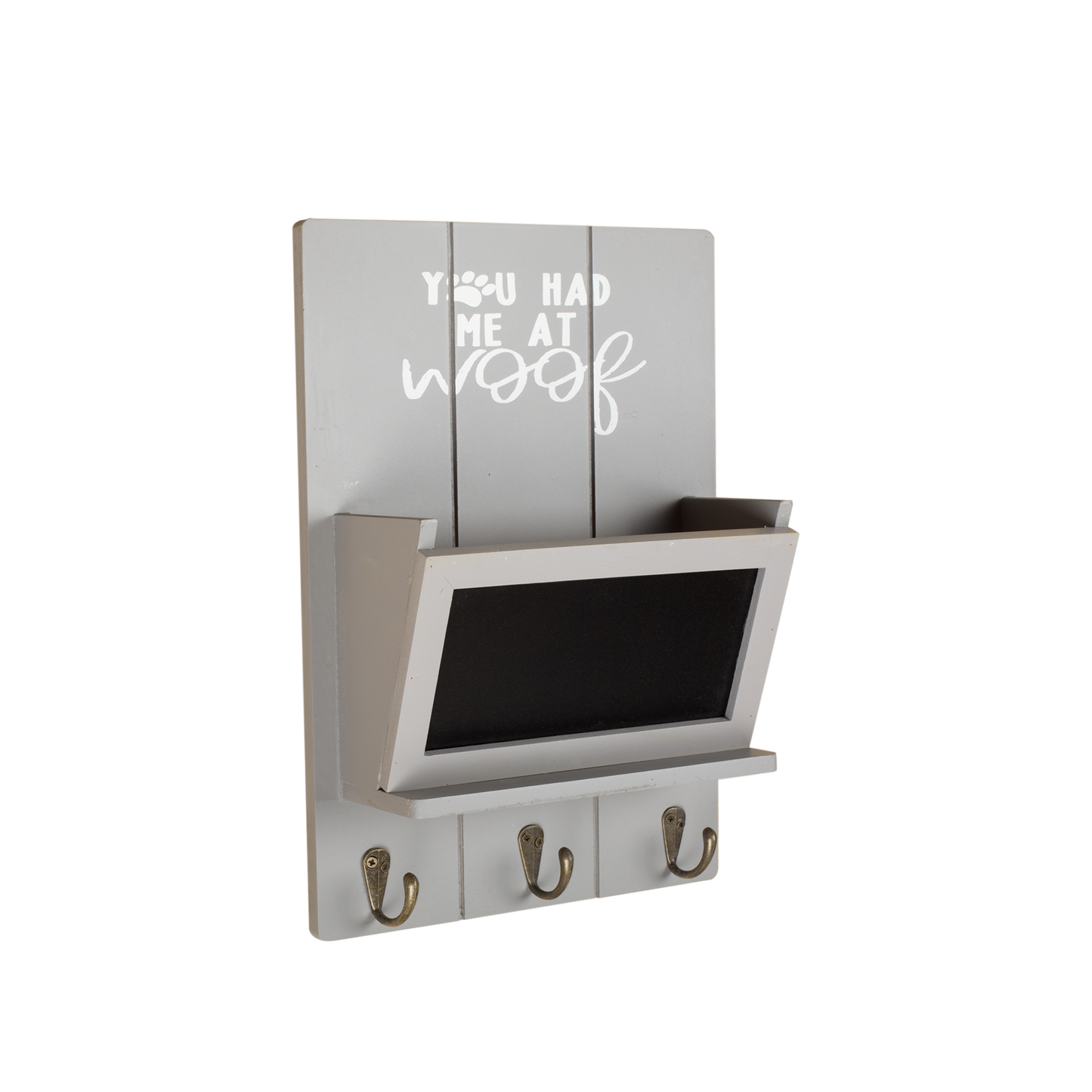 Wooden Wall Hook with Mailbox - Grey / White / Brown