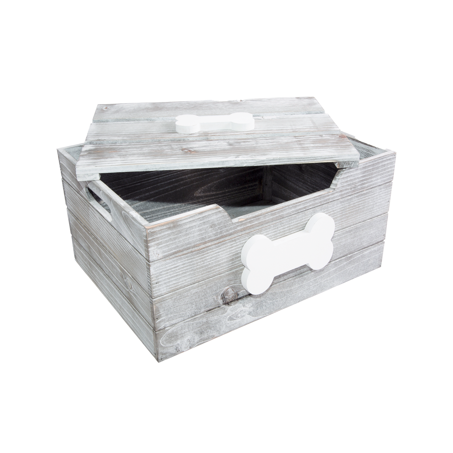 Grey Wash Dog Toy Storage Box with Lid - 2 Sizes