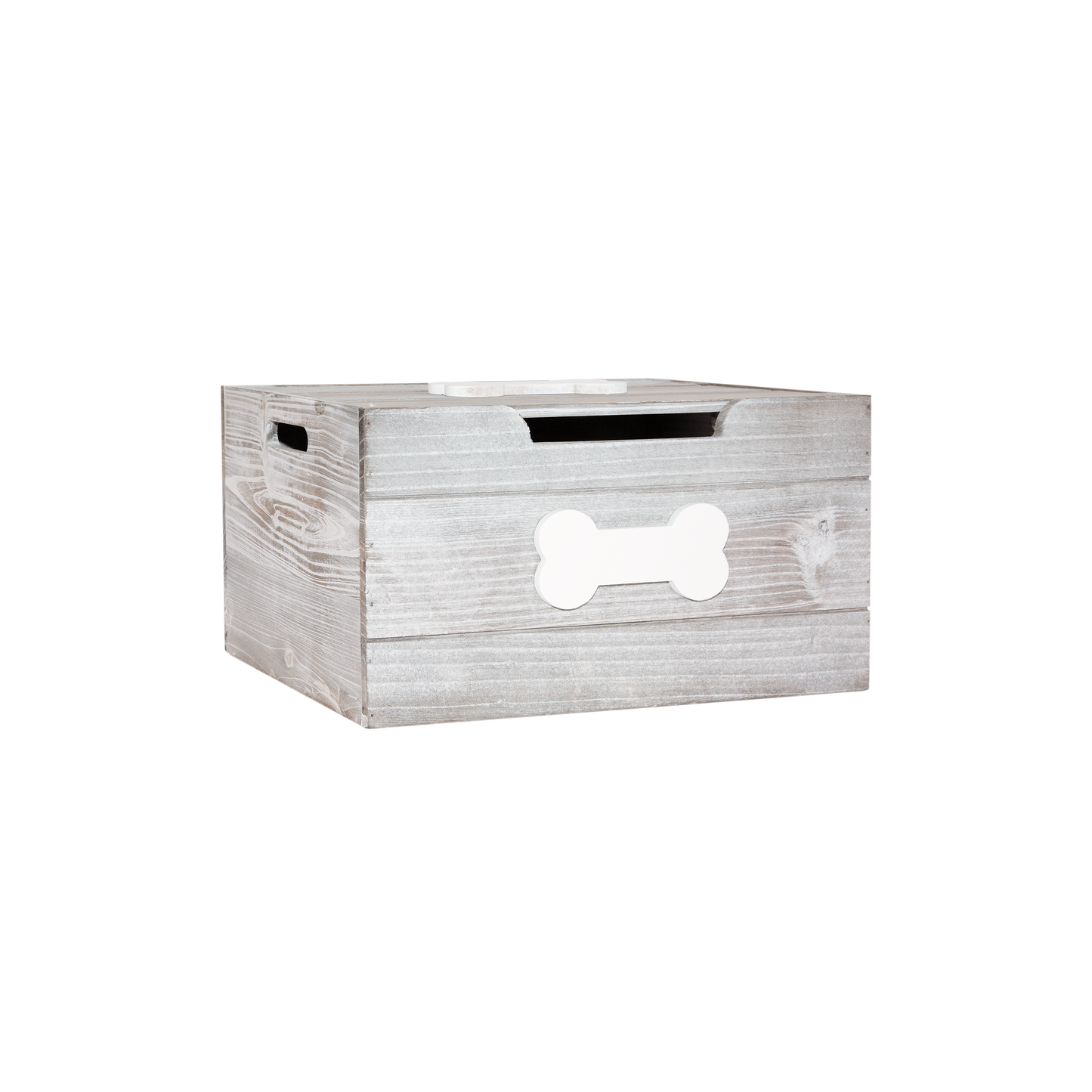 Grey Wash Dog Toy Storage Box with Lid - 2 Sizes