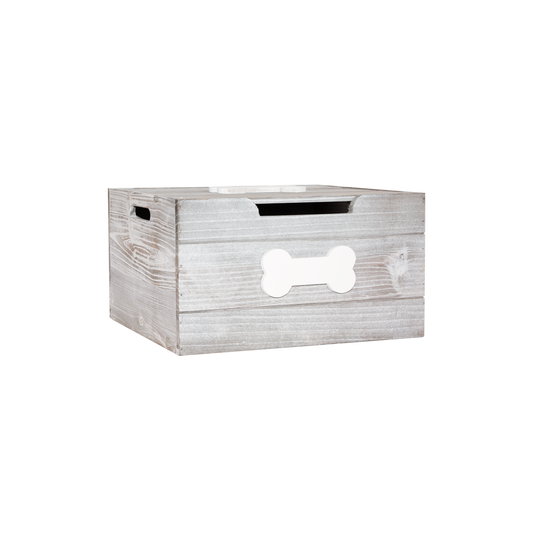 Grey Wash Dog Toy Storage Box with Lid - 2 Sizes