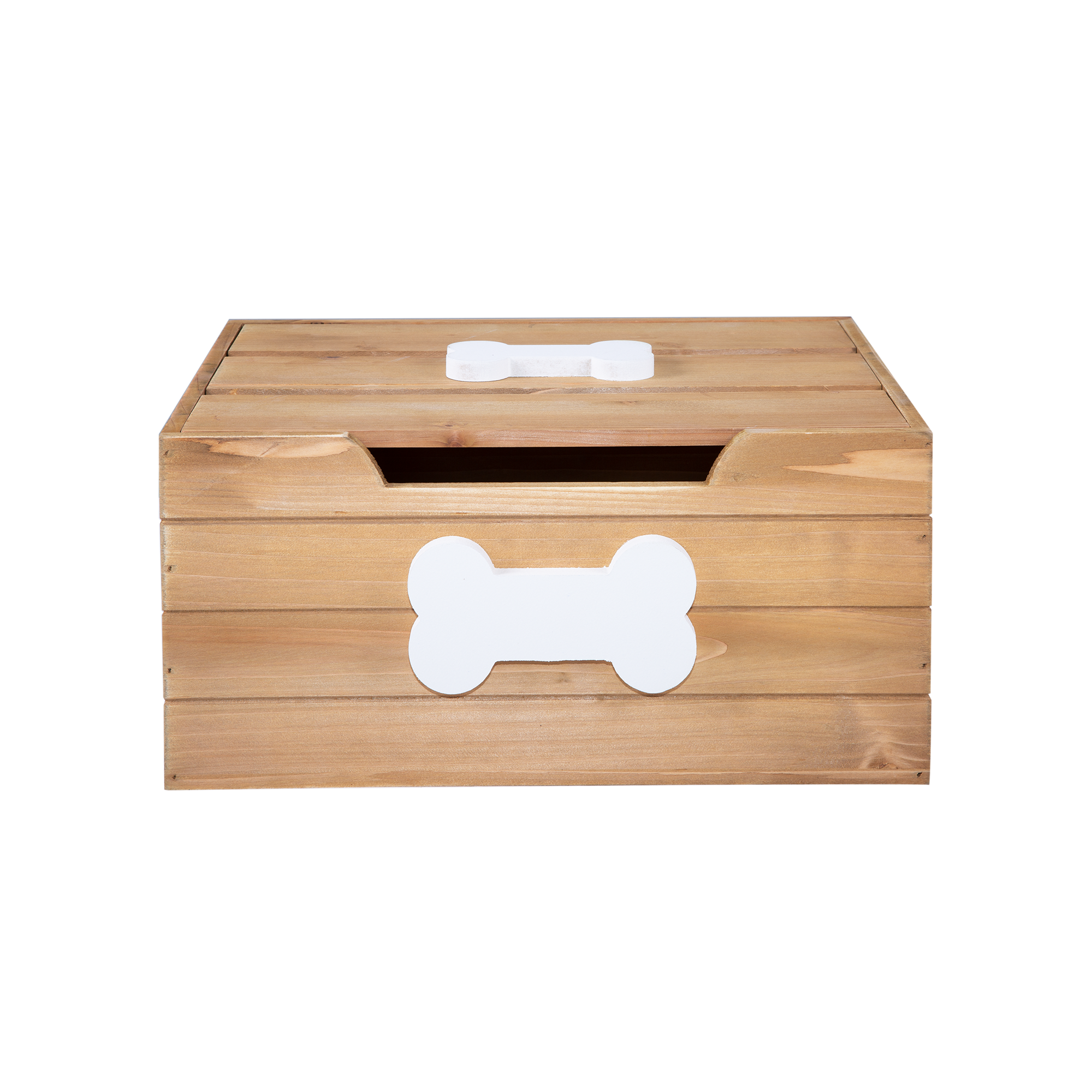 Oak Effect Dog Toy Storage Box with Lid - 2 Sizes