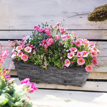 Grey Wash Hanging Planter with Plastic Lining