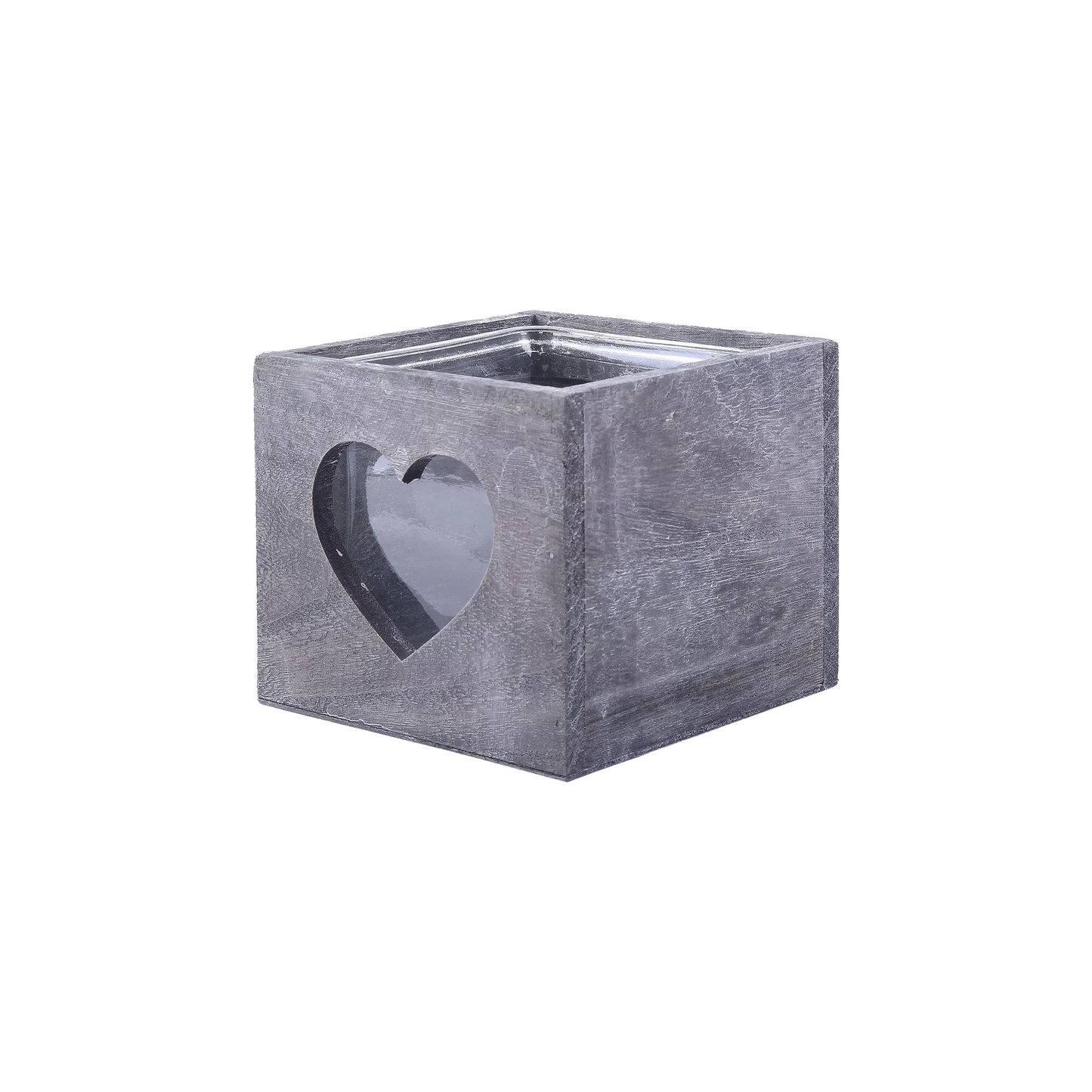 Grey Wash Wooden Candle Holder