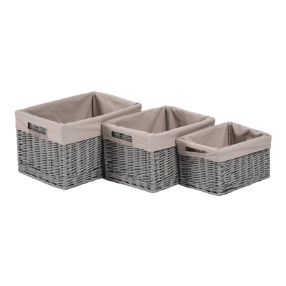 Grey Wicker Storage Basket