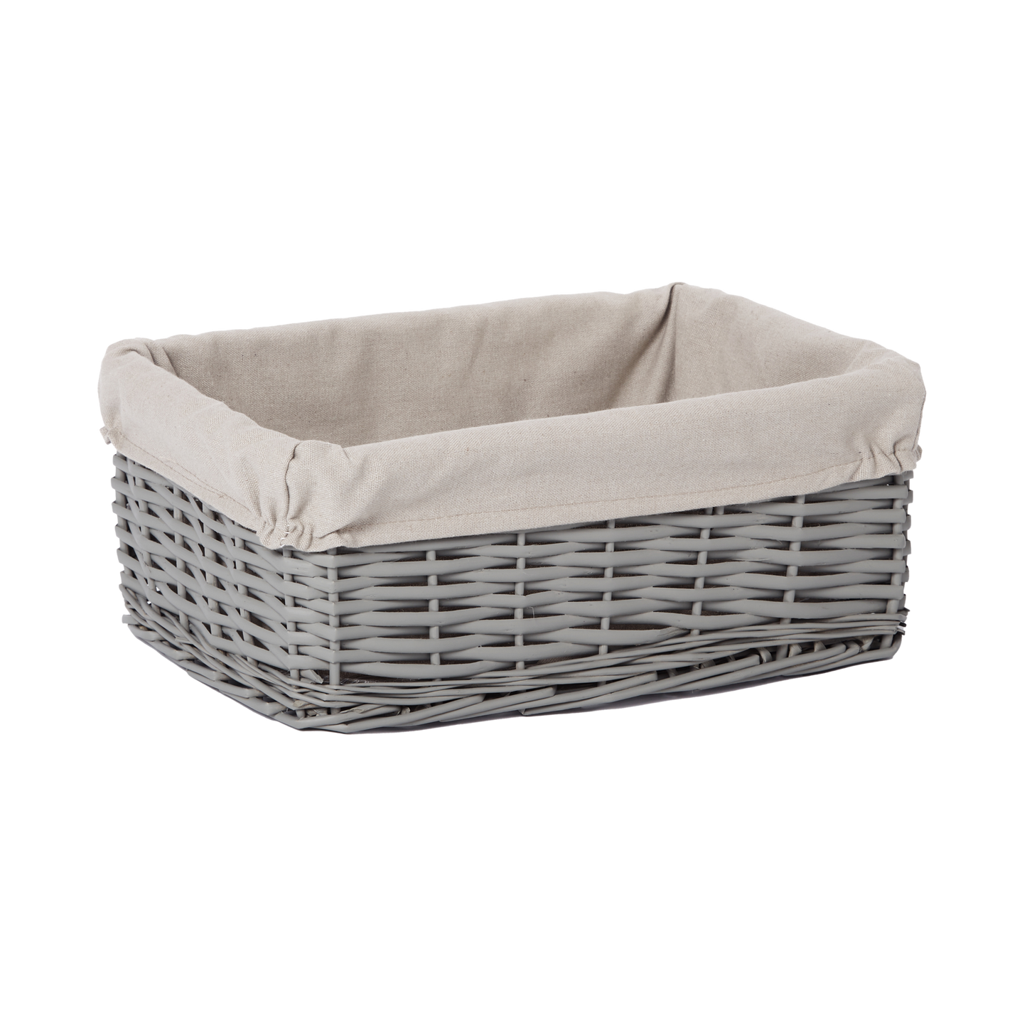Grey Wicker Storage Basket with Lining - 4 Sizes