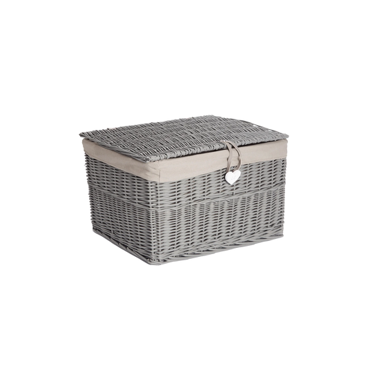 Grey Wicker Storage Hamper Basket with Lining - 4 Sizes