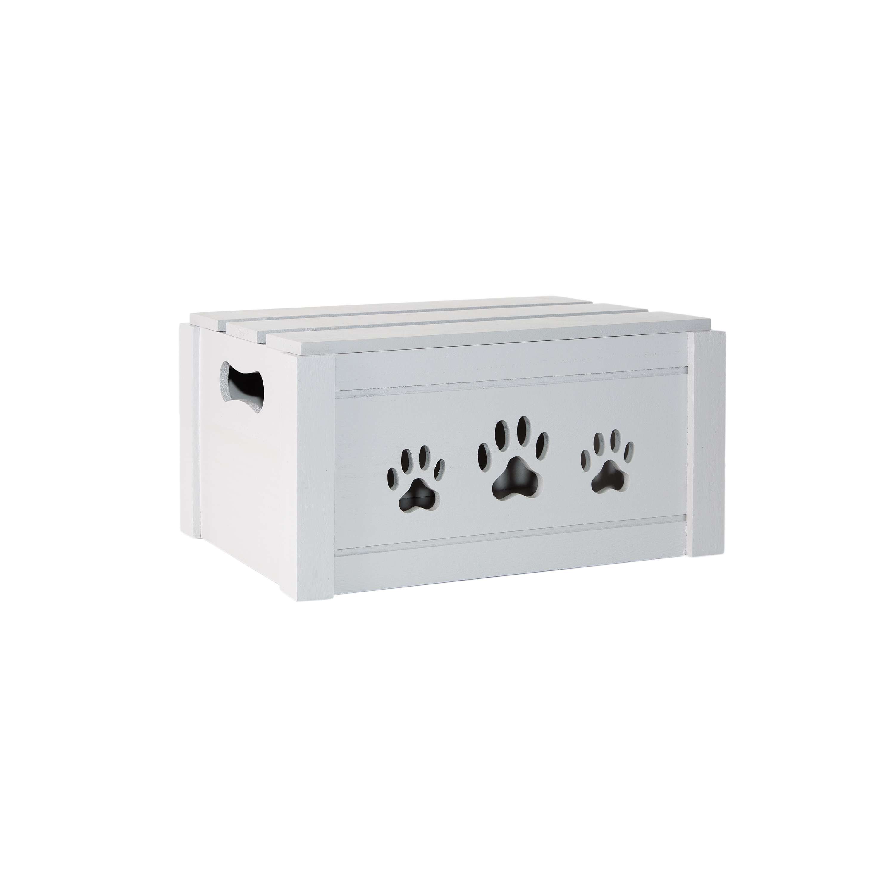 Grey Wooden Dog Toy Storage Box with Lid - 3 Sizes