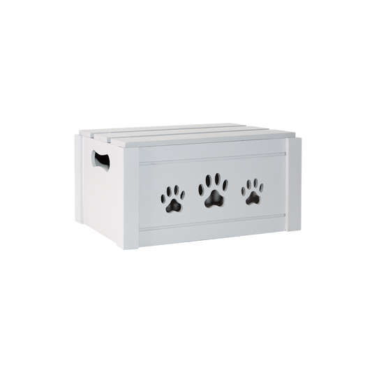 Grey Wooden Dog Toy Storage Box with Lid - 3 Sizes