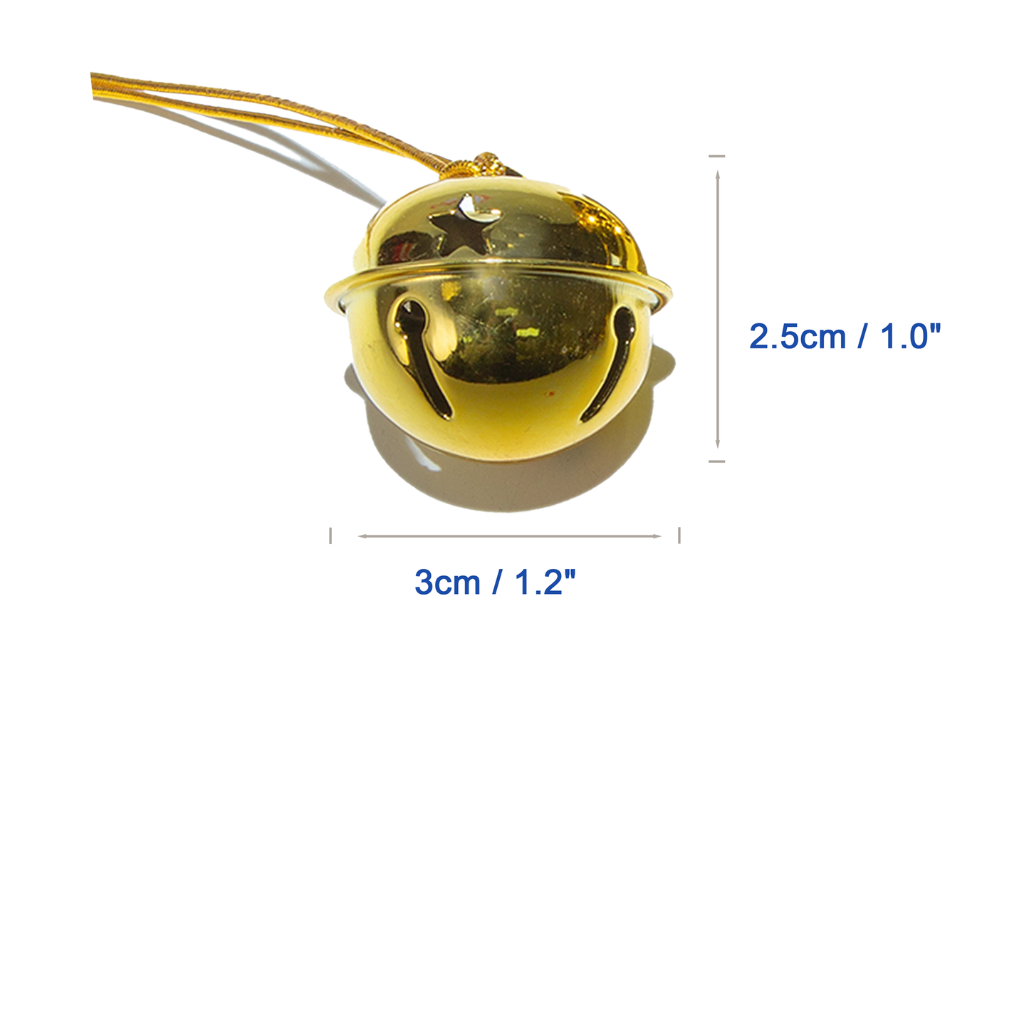 Set 10 Hanging Gold Jingle Bell Decorations
