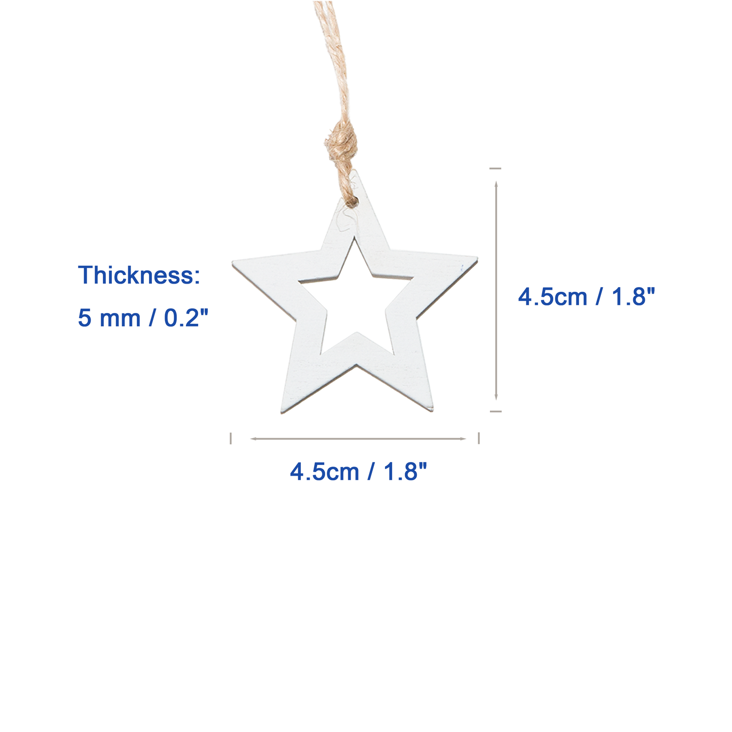 Set 10 Hanging Wooden Star Decorations