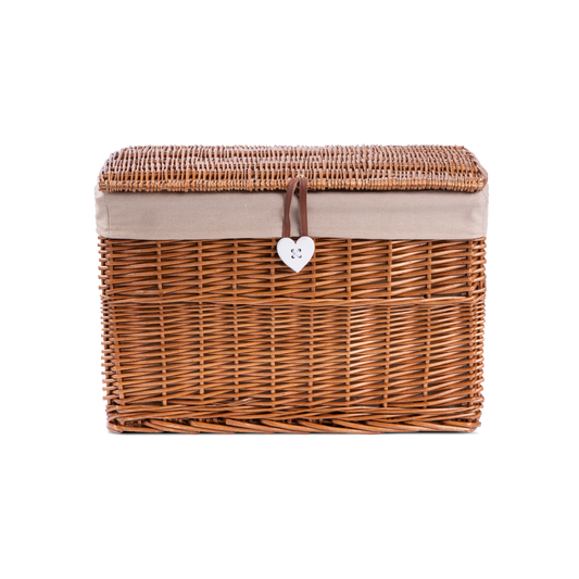Double Steamed Wicker Storage Hamper Basket with Lining